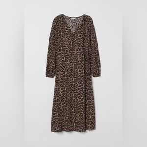 H&M Leopard Jacquard-weave Wrap Dress